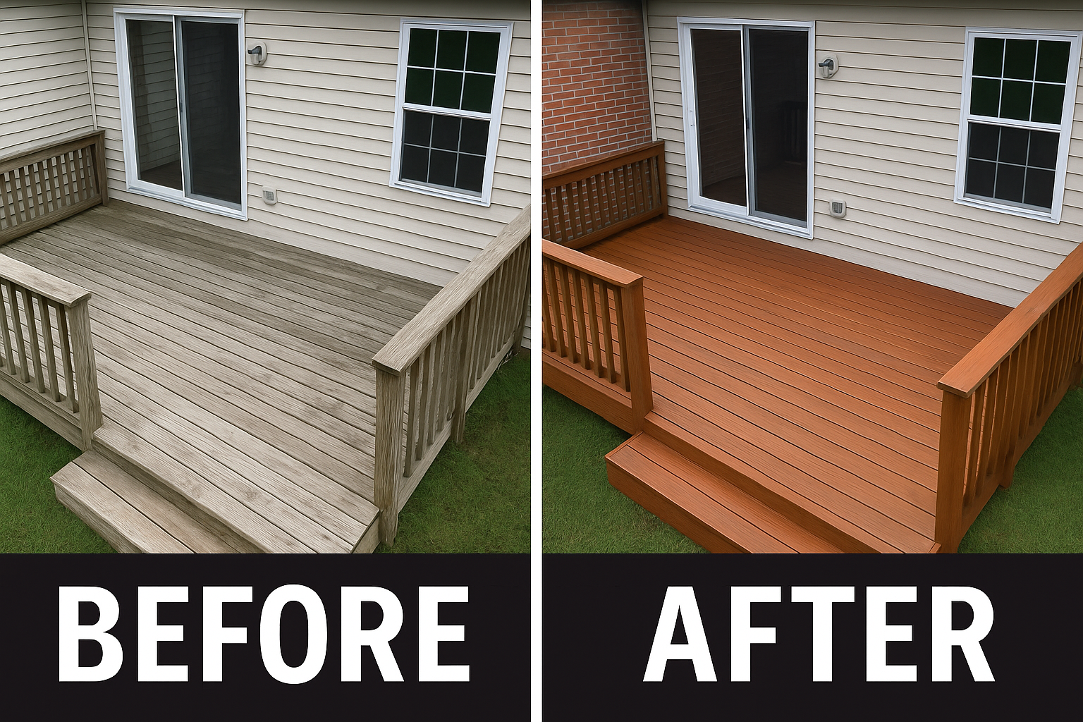 Deck Staining Before and After